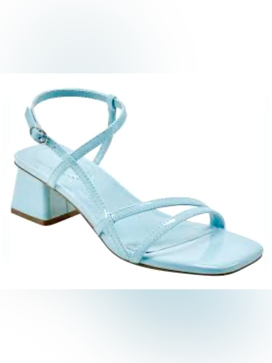 Bandolino Shoes - Bandolino Colby Pastel Blue Patent Leather/Strappy/Low Block Heel Sandals: 8